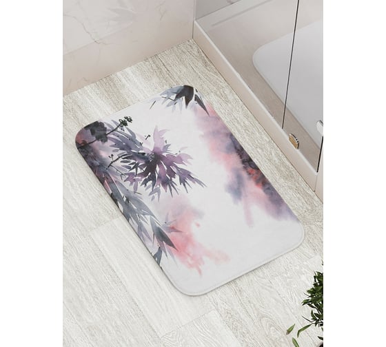 Коврик противоскользящий JoyArty "Акварельные листья бамбука" для ванной, сауны, бассейна, bath_30029 1