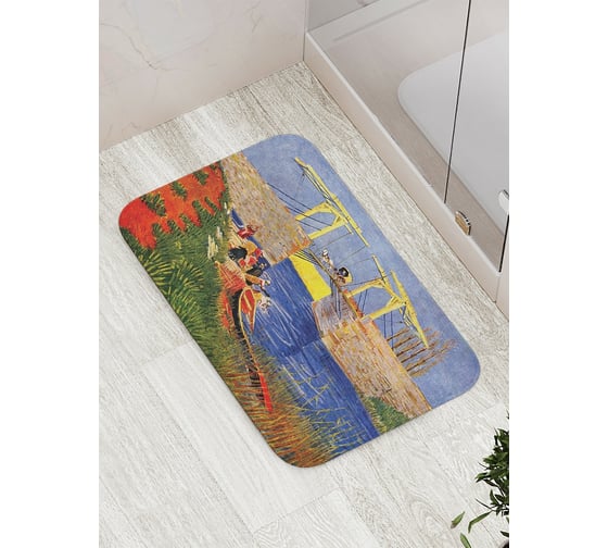 Коврик противоскользящий JoyArty "Средневековый мост.Живопись" для ванной, сауны, бассейна, bath_5176 1