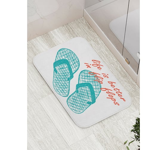 Коврик противоскользящий JoyArty "Сланцы и надпись" для ванной, сауны, бассейна, bath_5225 1