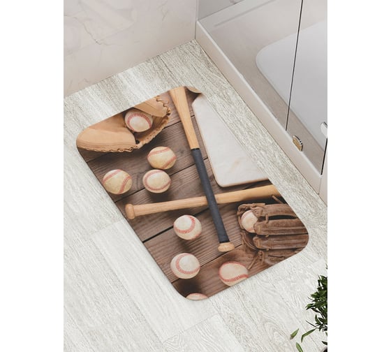 Коврик противоскользящий JoyArty "Бейсбольный набор" для ванной, сауны, бассейна, bath_4646 1