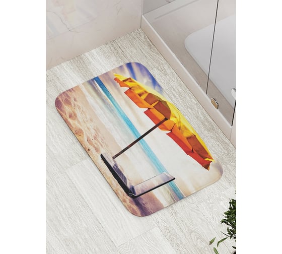 Коврик противоскользящий JoyArty "Ноутбук на пляже" для ванной, сауны, бассейна, bath_4642 1