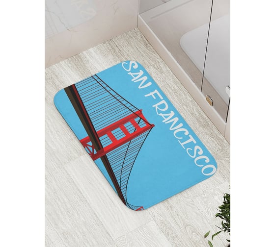 Коврик противоскользящий JoyArty "Золотые Ворота Сан-Францыско эскиз" для ванной, сауны, бассейна, bath_5448 1