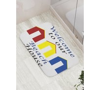 Коврик противоскользящий JoyArty "Пляжные домики" для ванной, сауны, бассейна, bath_5453