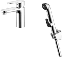 Смеситель для раковины AQUATEK AQ1812CR НИКА 90 без донного клапана с гигиеническим ручным душем 00000143055