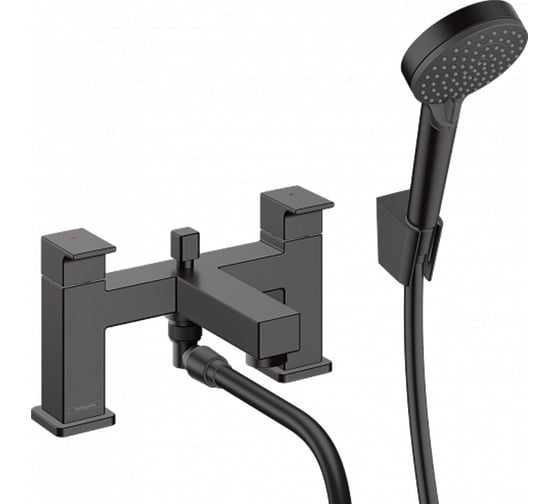 Смеситель на борт ванны с гарнитуром Hansgrohe Vernis Shape черный матовый 71462670