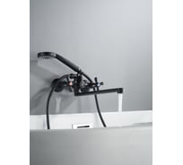 Смеситель для ванны черный, двухручковый ALOUTE кранбукса 90 градусов, излив 35 см. A6283H