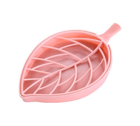 Мыльница SANTRADE Лист с поддоном, розовый 0584