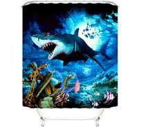 Штора для ванны SANTRADE фотопринт Акула S 180х180 см, кольца в комплекте 0382