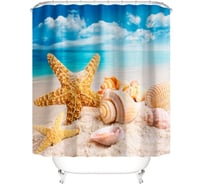Штора для ванны SANTRADE фотопринт Морская звезда 180х180 см, кольца в комплекте 0392
