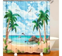 Штора для ванны SANTRADE фотопринт Океан 180х180 см, кольца в комплекте 0399