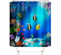 Штора для ванны SANTRADE фотопринт Рыбки 180х180 см, кольца в комплекте 0384