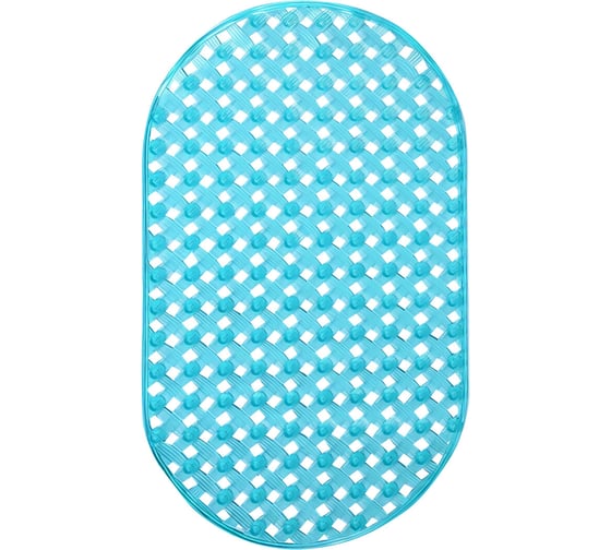 Коврик для ванной противоскользящий PRIMILA 69x39см Ротанг овальный, голубой, ПВХ, 700384 1
