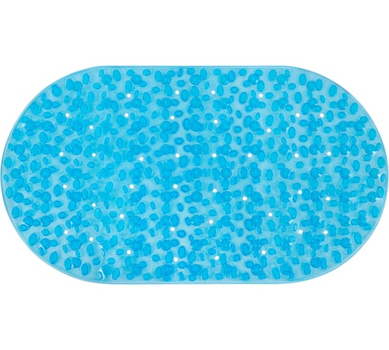 Коврик для ванной противоскользящий PRIMILA 69x40см Камешки овальный прозрачно-голубой, ПВХ, 700368 1
