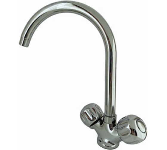 Смеситель для кухни двухвентильный GRIALE из латуни, крепление на гайке,цвет глянцевый хром DK-4222-747 1