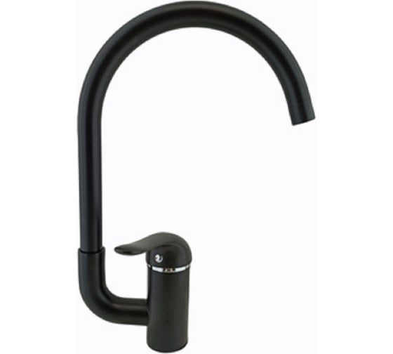 Смеситель для кухни однорычажный GRIALE черный матовый, керамический картридж, встроенный аэратор, подвод воды гибкий DK-8078-2L 1