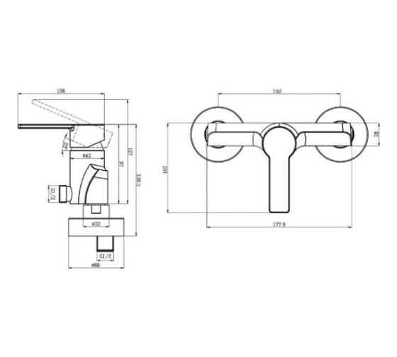 Смеситель для душа Villeroy & Boch Architectura Square цвет-хром TVS10300100061