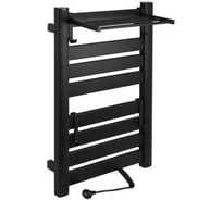 Полотенцесушитель электрический Brimix лесенка с полкой, 520х800х270 мм, 8 плоских перекладин, 210 W, из алюминия, черный 08183B