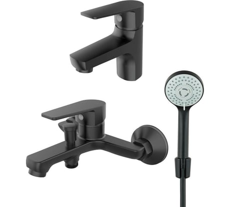 Набор смесителей ORANGE Loop черный матовый, с душевыми аксессуарами M26-311b БП-00002866