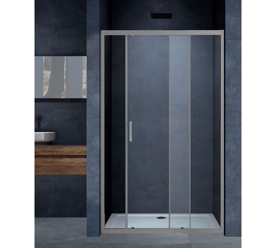 Душевая дверь VINCEA Alpha 1200, вороненая сталь, стекло прозрачное VDS-3AL120CLGM 1