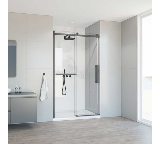 Душевая дверь VINCEA Como Soft 1200, вороненая сталь, стекло прозрачное VDS-1CS120CLGM 1