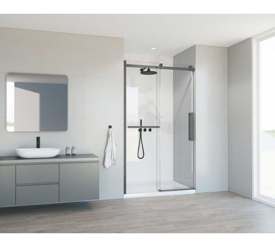Душевая дверь VINCEA Como Soft 1100, вороненая сталь, стекло прозрачное VDS-1CS110CLGM