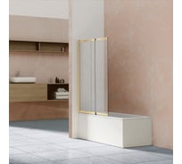 Душевая шторка на ванну VINCEA 1000x1450, брашированное золото, стекло прозрачное VSB-1E100CLG