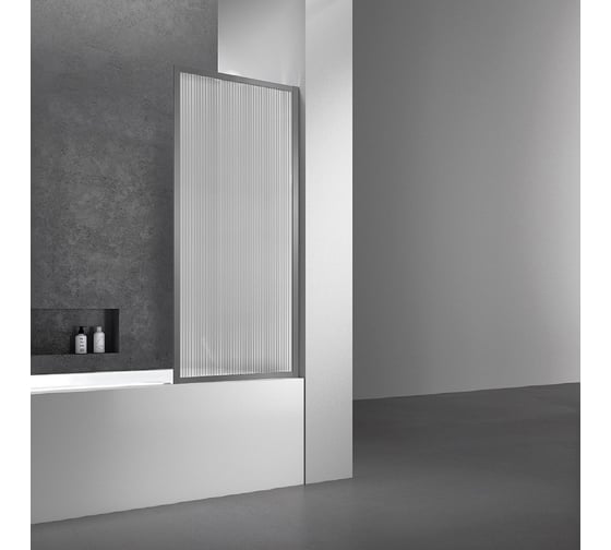 Душевая шторка на ванну VINCEA 700x1400, вороненая сталь, стекло рифленое VSB-41700FLGM 1