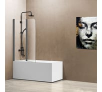 Душевая шторка на ванну VINCEA 1140x1400, вороненая сталь, стекло прозрачное VSB-12114CLGM