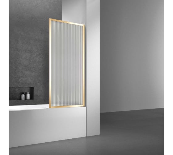 Душевая шторка на ванну VINCEA 700x1400, брашированное золото, стекло рифленое VSB-41700FLG 1