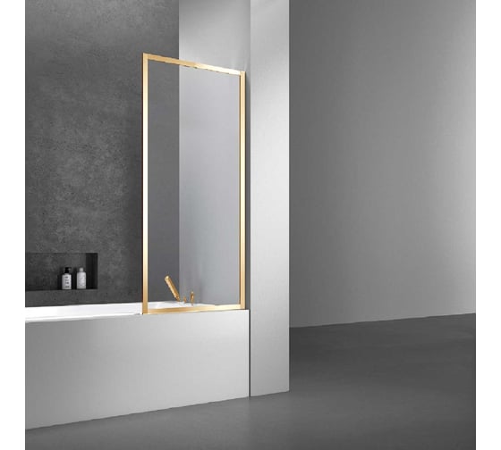 Душевая шторка на ванну VINCEA 700x1400, брашированное золото, стекло прозрачное VSB-41700CLG 1