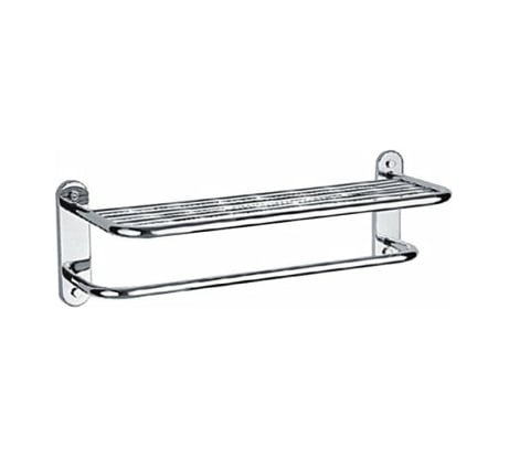 Полка в ванную комнату HAIBA с держателем для полотенец, металлическая, хромированная HB804
