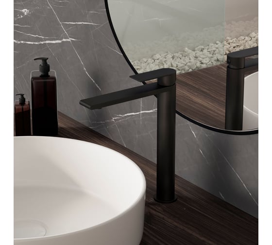 Смеситель для раковины VINCEA Vogue (SS) однорычажный, черный матовый VBF-2VS2MB 1