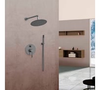 Душевой комплект VINCEA Desire встраиваемый, 2 режима, 25 см, S304 верхний душ, вороненая сталь VSFW-1D1GM