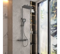 Душевая стойка VINCEA с изливом, вороненая сталь VSFS-411GM