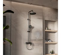 Душевая стойка VINCEA с изливом, черный матовый VSFS-413MB