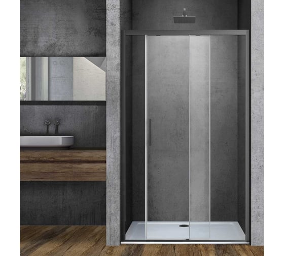 Душевая дверь VINCEA Soft 1300, вороненая сталь, стекло прозрачное VDS-3SO130CLGM 1