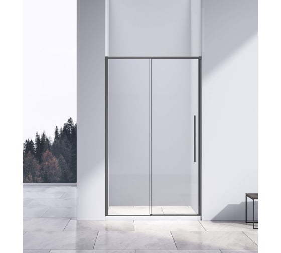 Душевая дверь VINCEA Slim-N 1200, вороненая сталь, стекло прозрачное VDS-4SN120CLGM 1