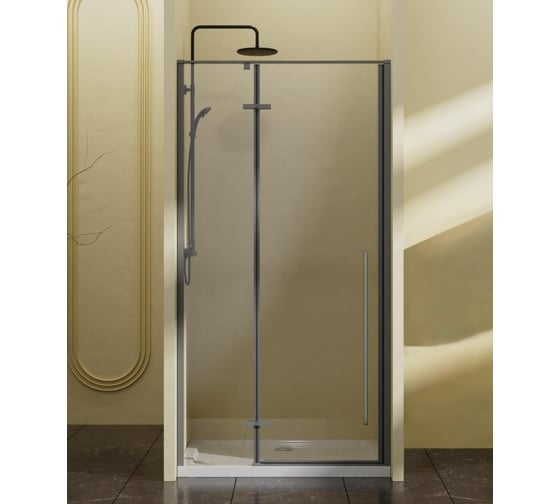 Душевая дверь VINCEA Slim-N 900, вороненая сталь, стекло прозрачное VDPH-5SN900CLGM 1