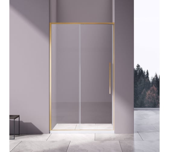Душевая дверь VINCEA Slim-N 1200, брашированное золото, стекло прозрачное VDS-4SN120CLG 1