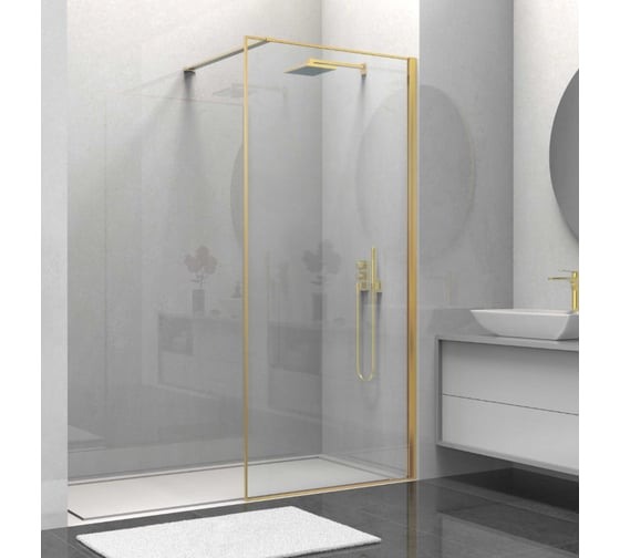 Душевая перегородка VINCEA Walk-In 900_2000, брашированное золото, стекло прозрачное VSW-1HS900CLG 1
