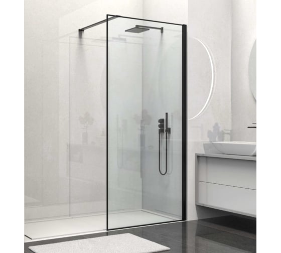 Душевая перегородка VINCEA Walk-In 1000_2000, черный матовый, стекло прозрачное VSW-1HS100CLB 1
