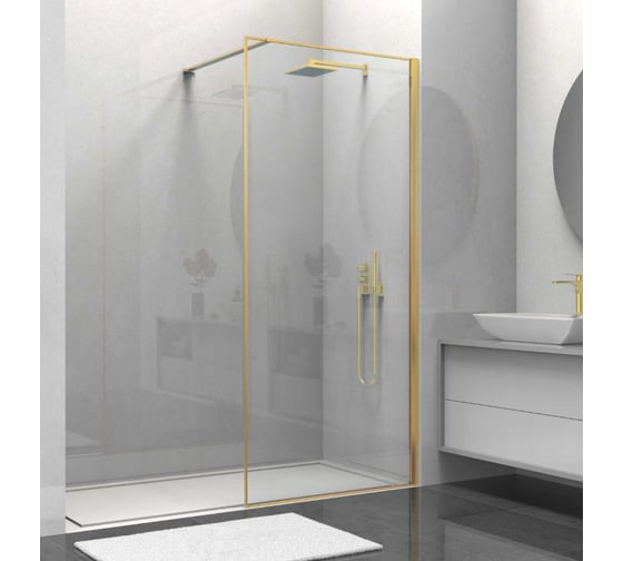 Душевая перегородка VINCEA Walk-In 1000_2000, брашированное золото, стекло прозрачное VSW-1HS100CLG 1
