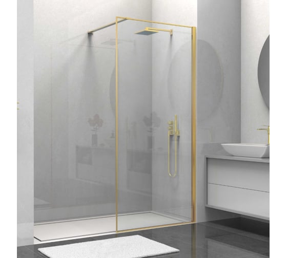 Душевая перегородка VINCEA Walk-In 800_2000, брашированное золото, стекло прозрачное VSW-1HS800CLG 1