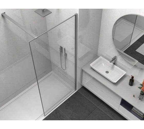 Душевая перегородка VINCEA Walk-In 800_2000, вороненая сталь, стекло прозрачное VSW-1HS800CLGM
