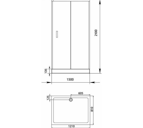 Душевой уголок Aquanet Alfa 800х1500х2000 мм, прозрачное, хром 00168419