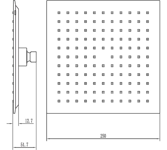 Верхний душ Aquanet Static 250x250 мм, черный матовый 00261826