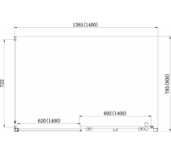 Душевой уголок Aquanet Alfa 800х1400х2000 мм, стекло прозрачное хром 00168418