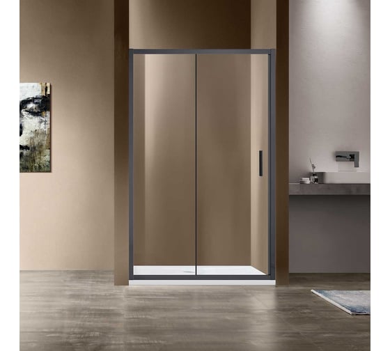 Душевая дверь VINCEA Garda, 1450, вороненая сталь, стекло прозрачное VDS-1G145CLGM 1