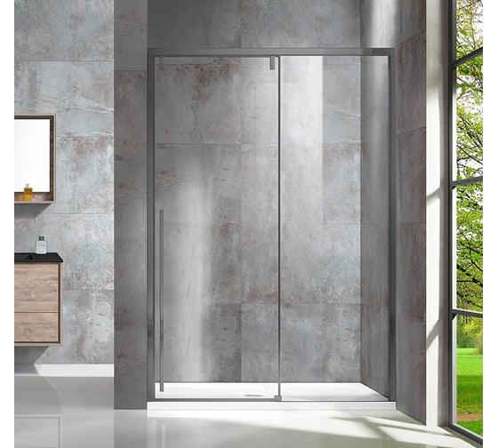 Душевая дверь VINCEA Lugano, 1200, вороненая сталь, стекло прозрачное VDS-1L120CLGM-1 1