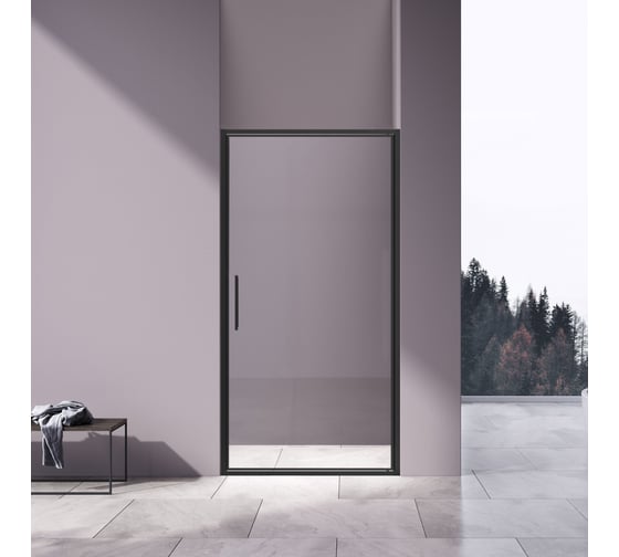 Душевая дверь VINCEA Slim 8 мм, черный, стекло прозрачное VDP-4SL900CLB 1